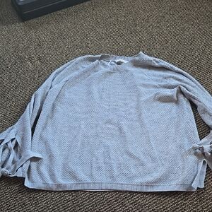 Vince Camuto Gray Knit Sweater with Tie Sleeves Cotton